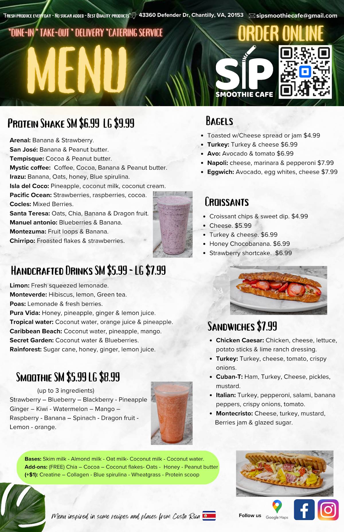 SIP Smoothie Cafe меню