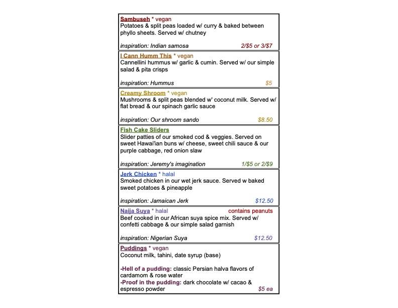 Sahar's Food Lab меню