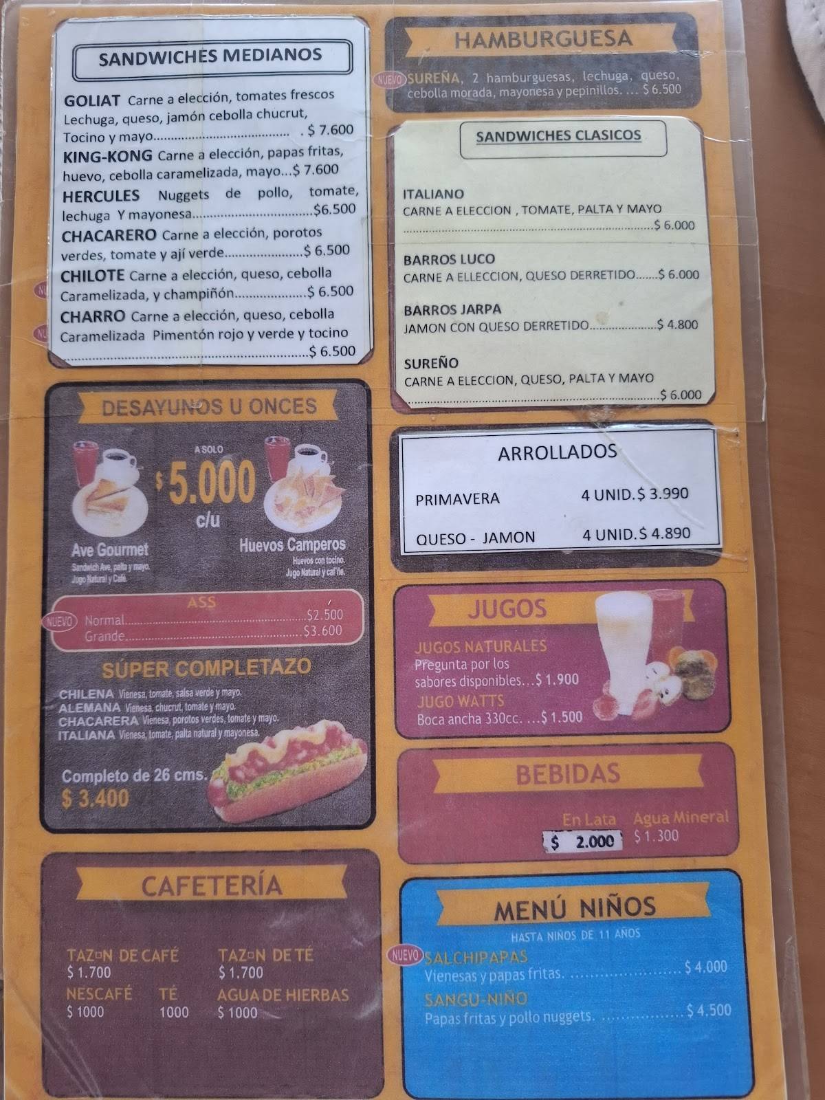Sanguchazo меню