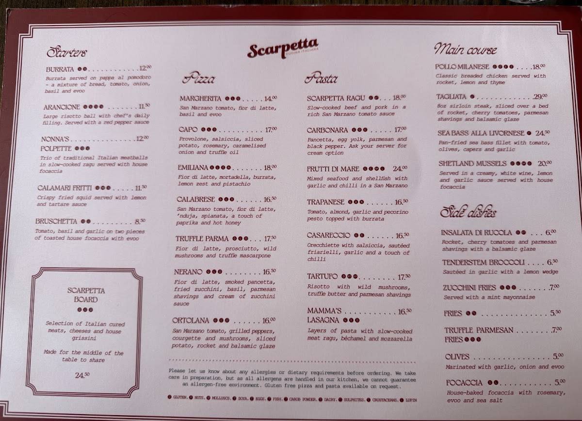 Scarpetta Edinburgh меню