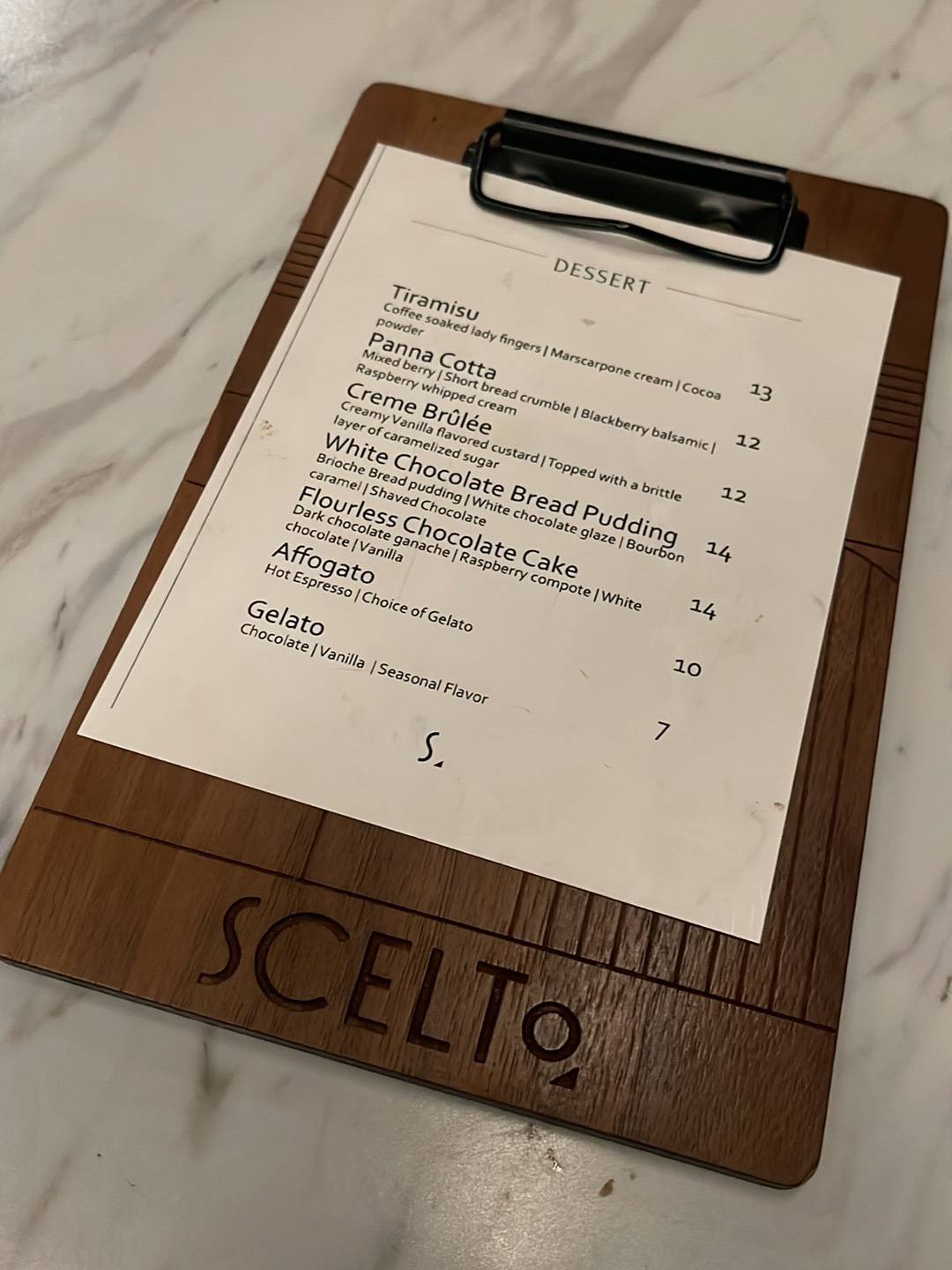 Scelto меню