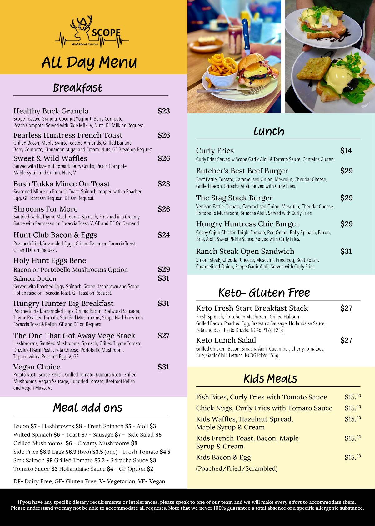Scope Cafe Rotorua меню