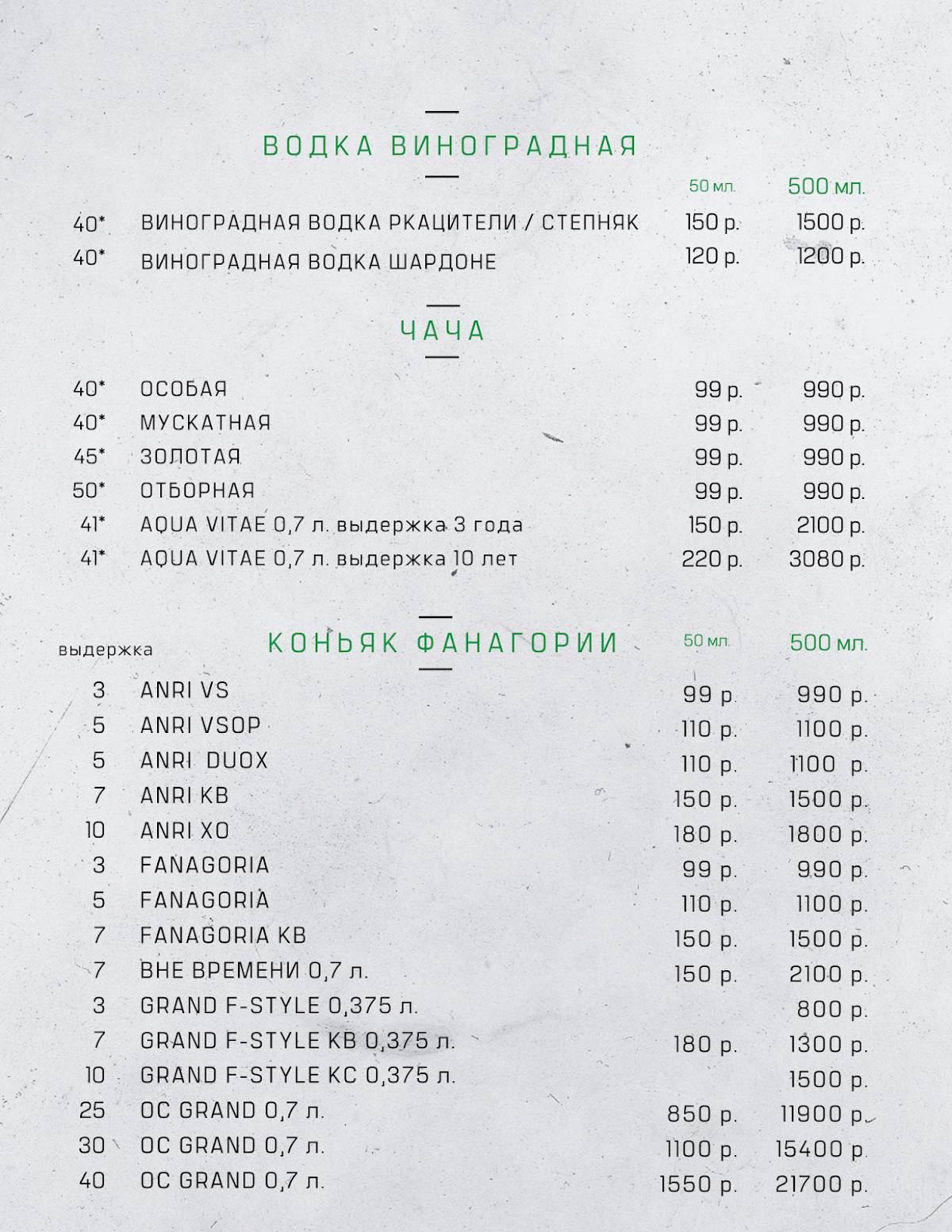 Каберне меню
