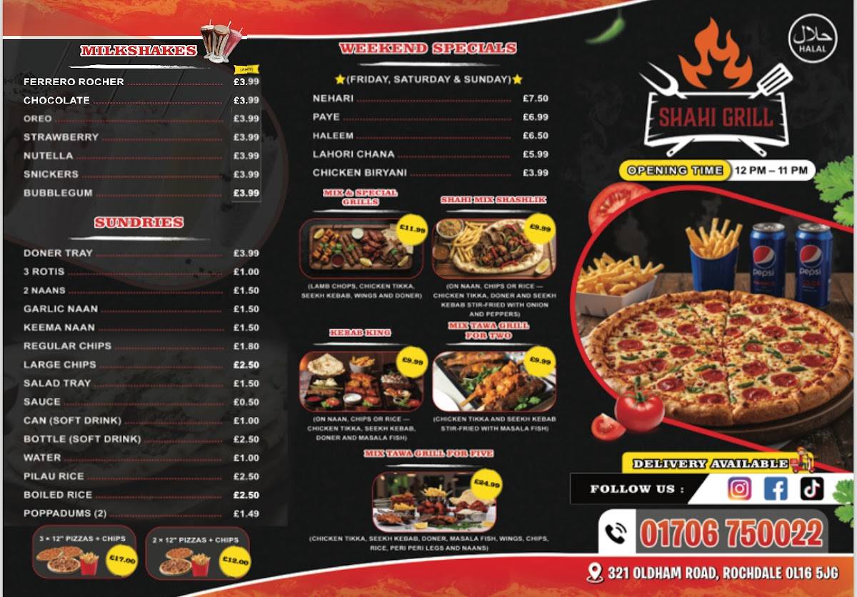 Shahi Grill Rochdale меню