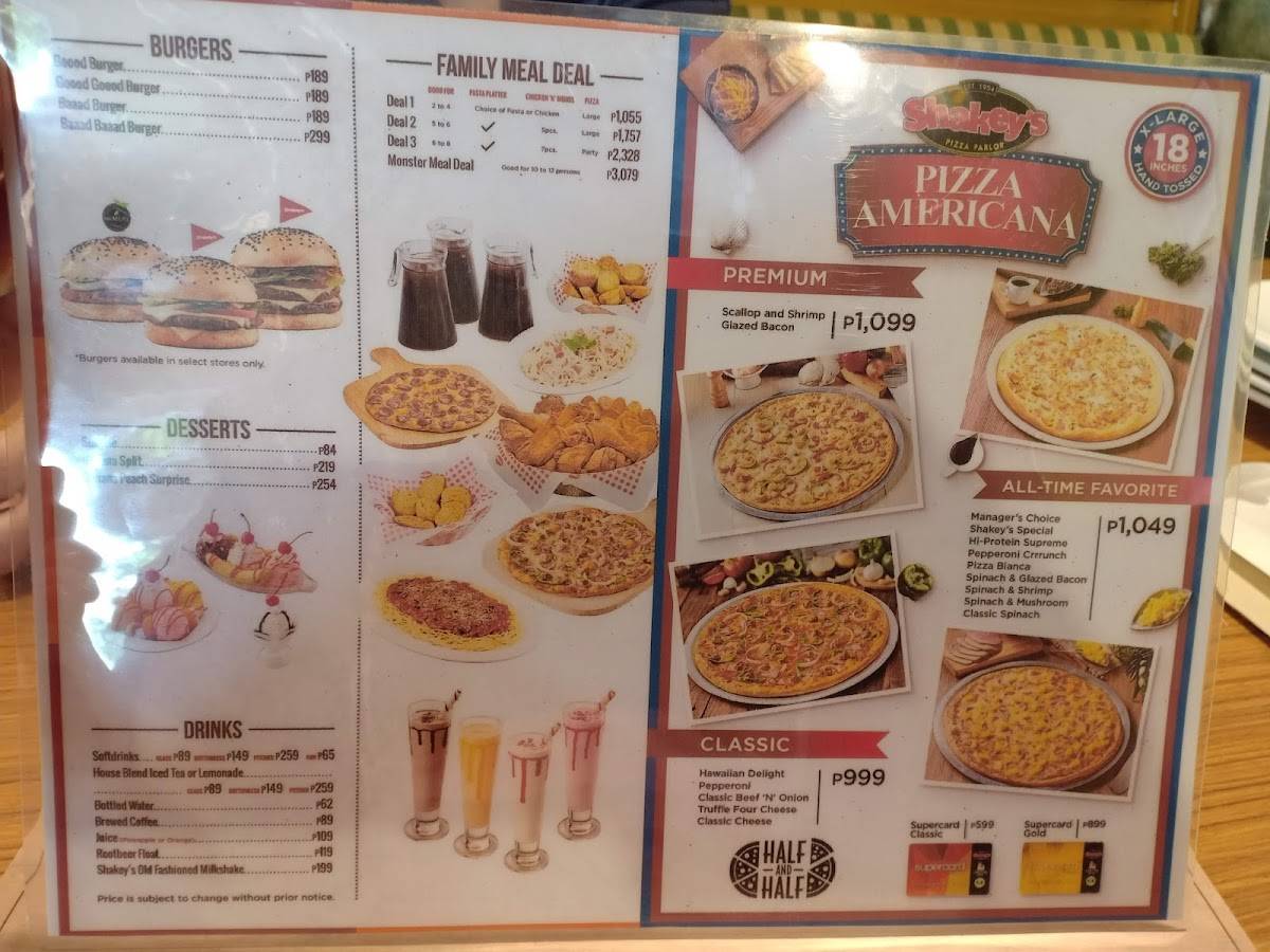 Shakey's Pizza Parlor - Paseo Outlets 5 меню