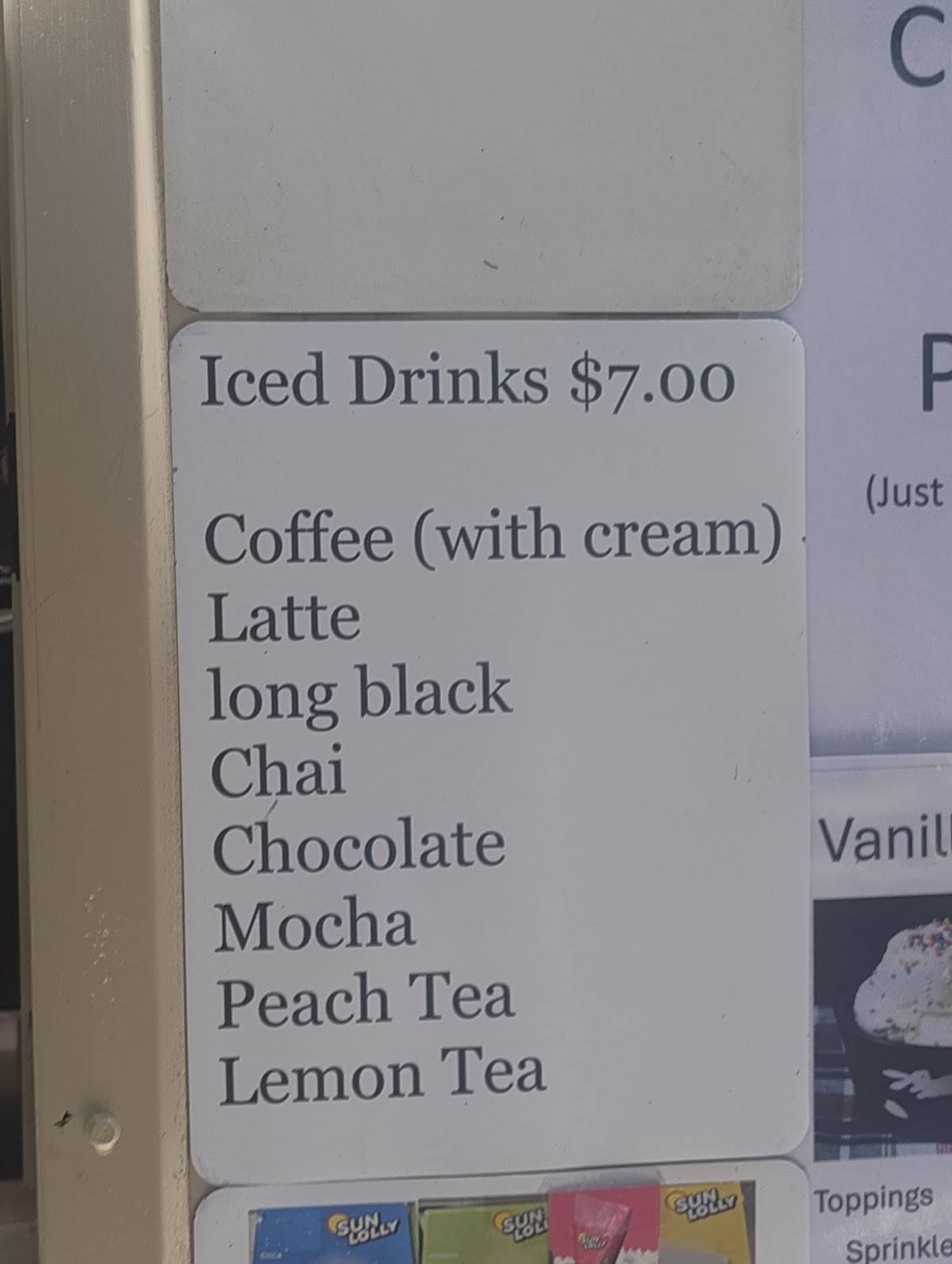 Sheena’s coffee kiosk меню