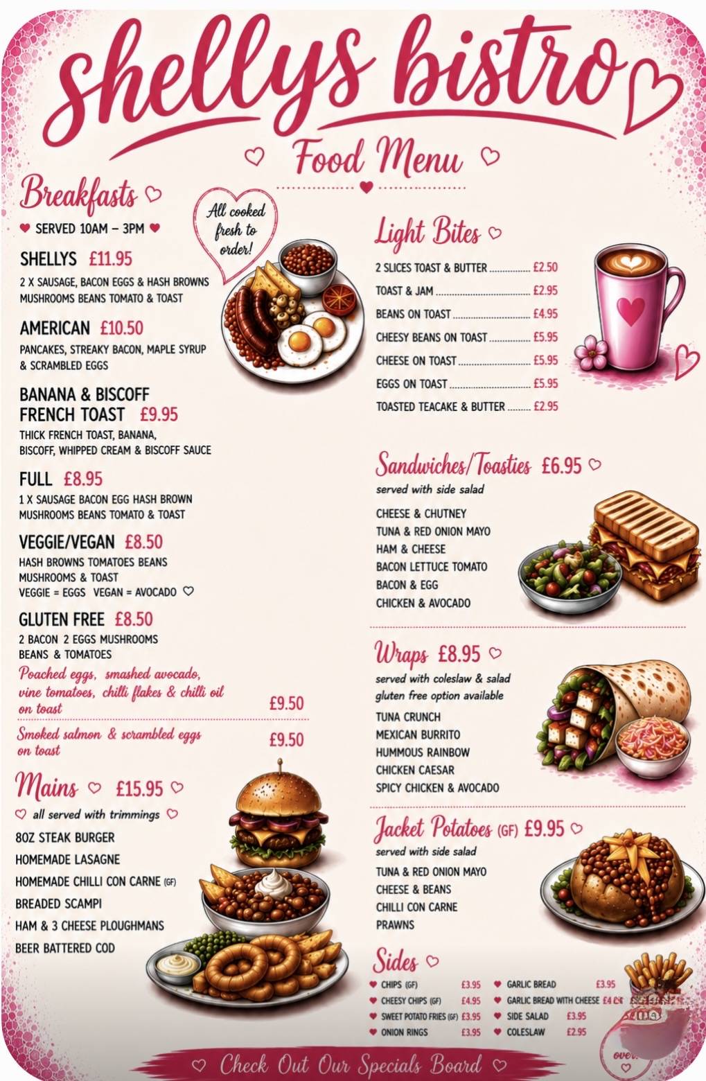 Shelly's bistro меню