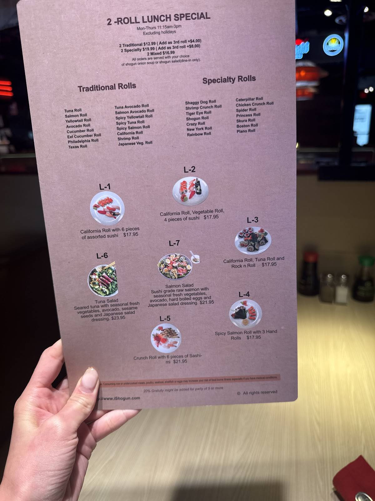 Shogun Japanese Hibachi Sushi Hotpot Bar меню