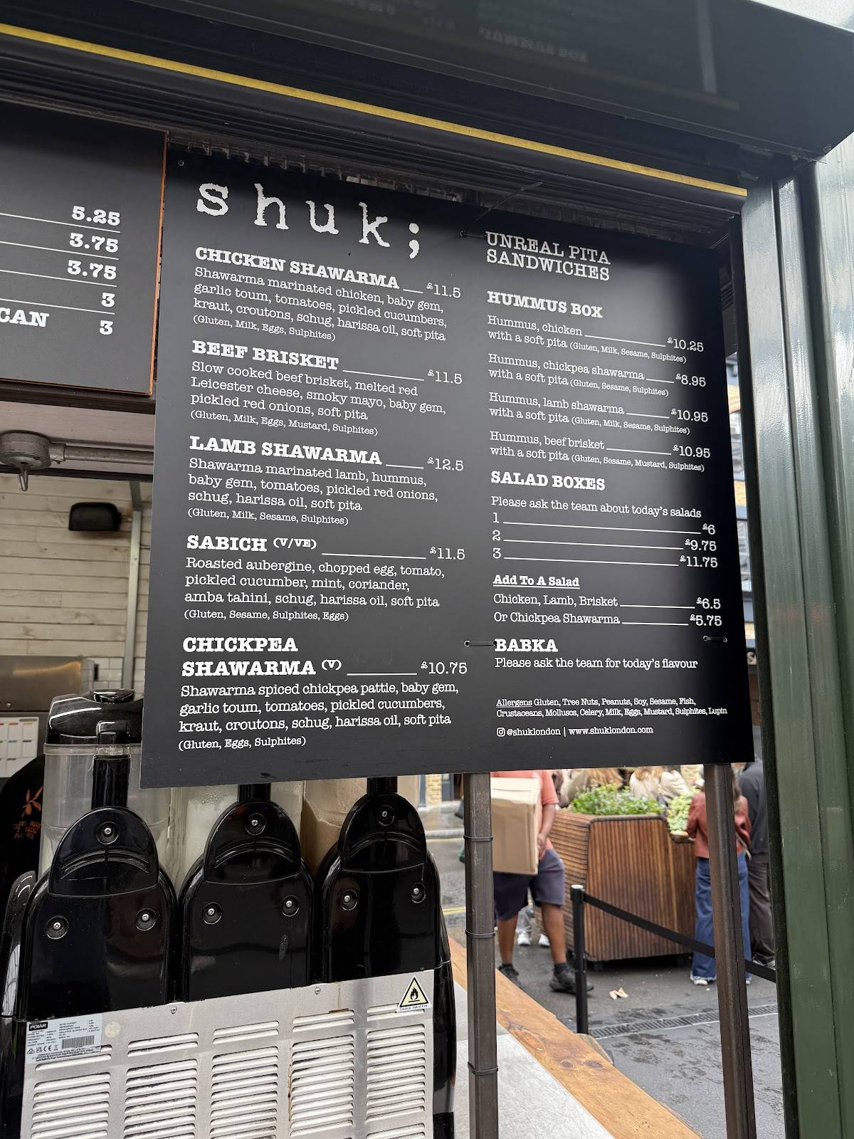Shuk London меню