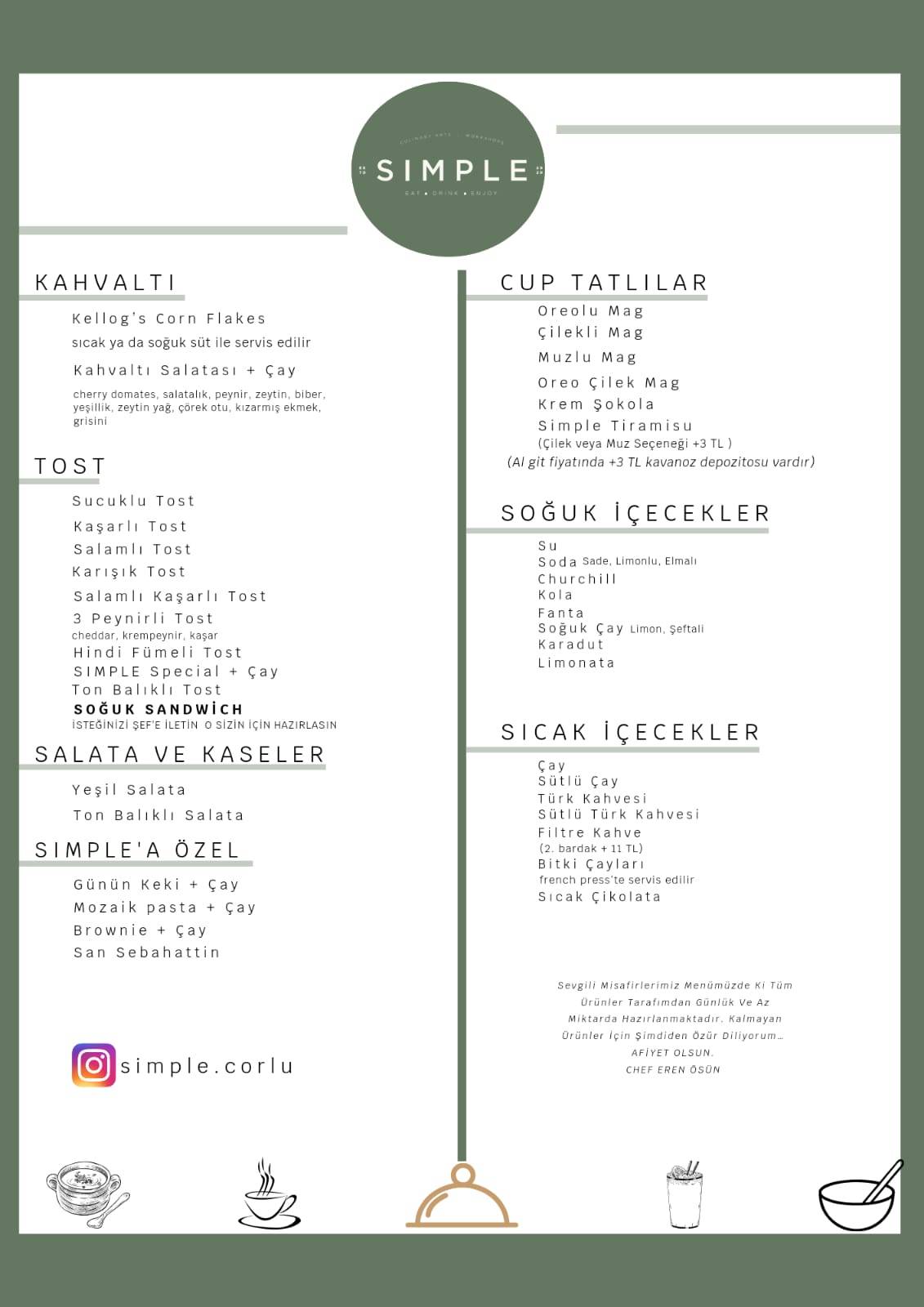 Simple Cafe меню