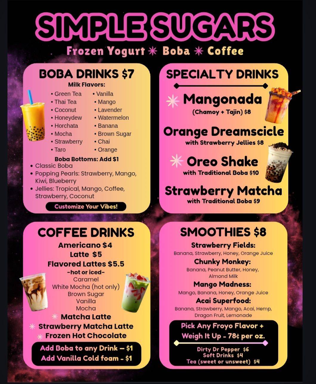 Simple Sugars меню