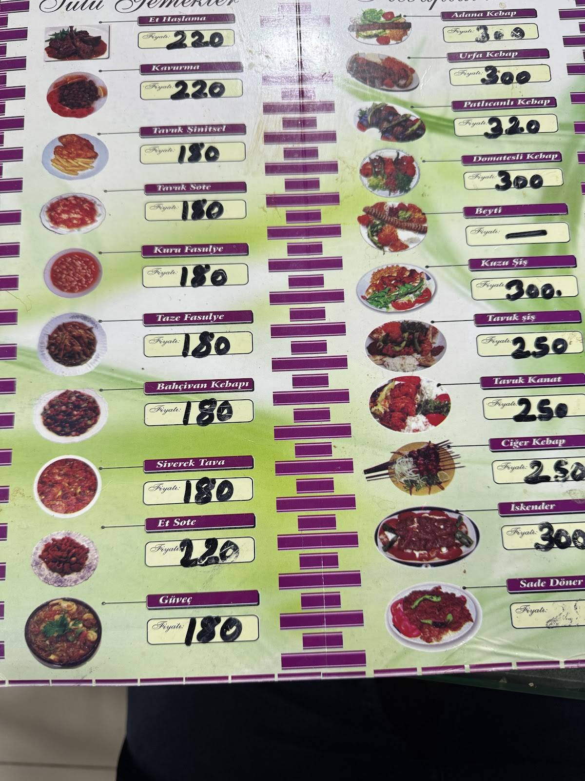 Siverek Sofrası меню