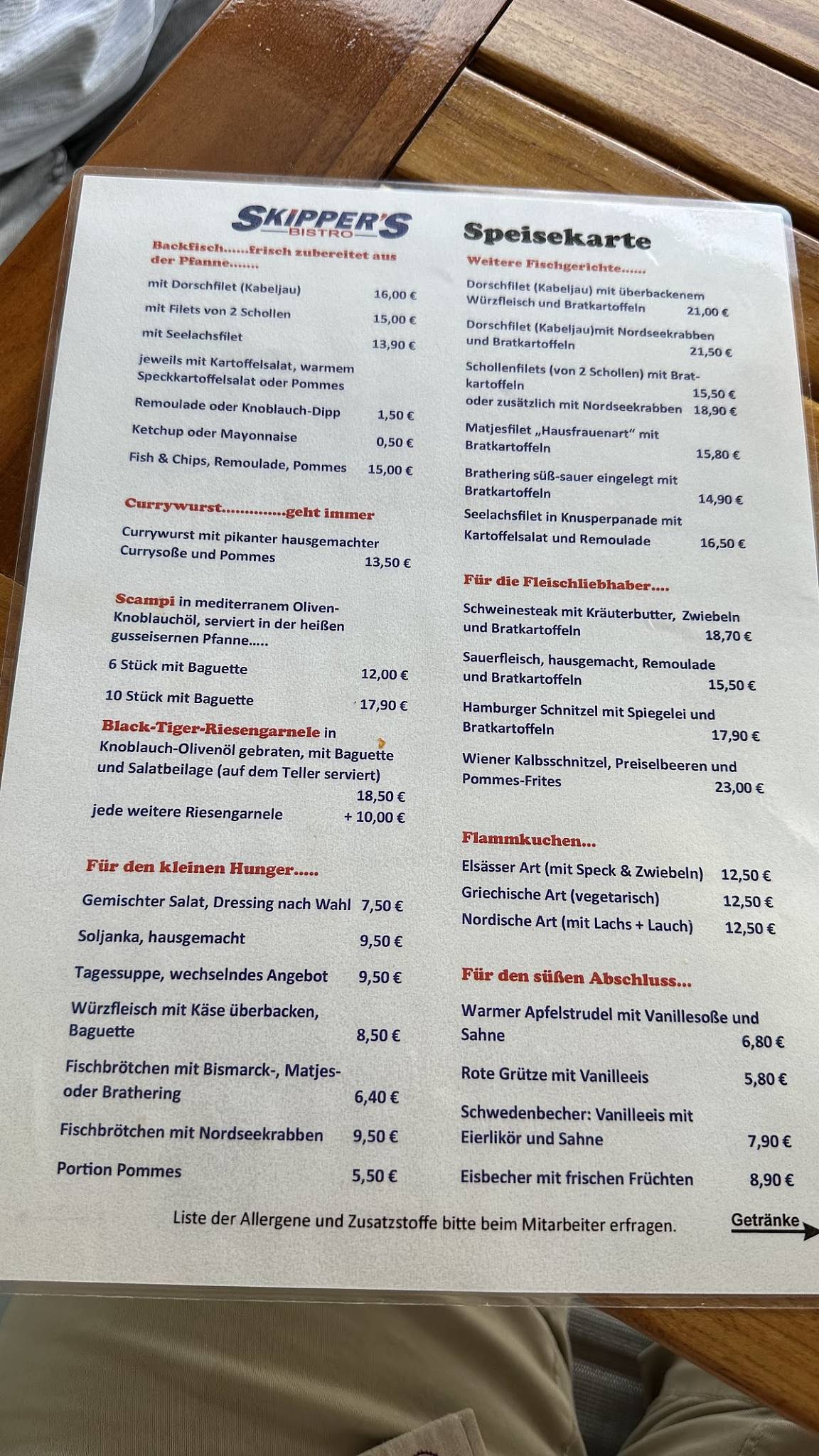 Skipper's Bistro меню