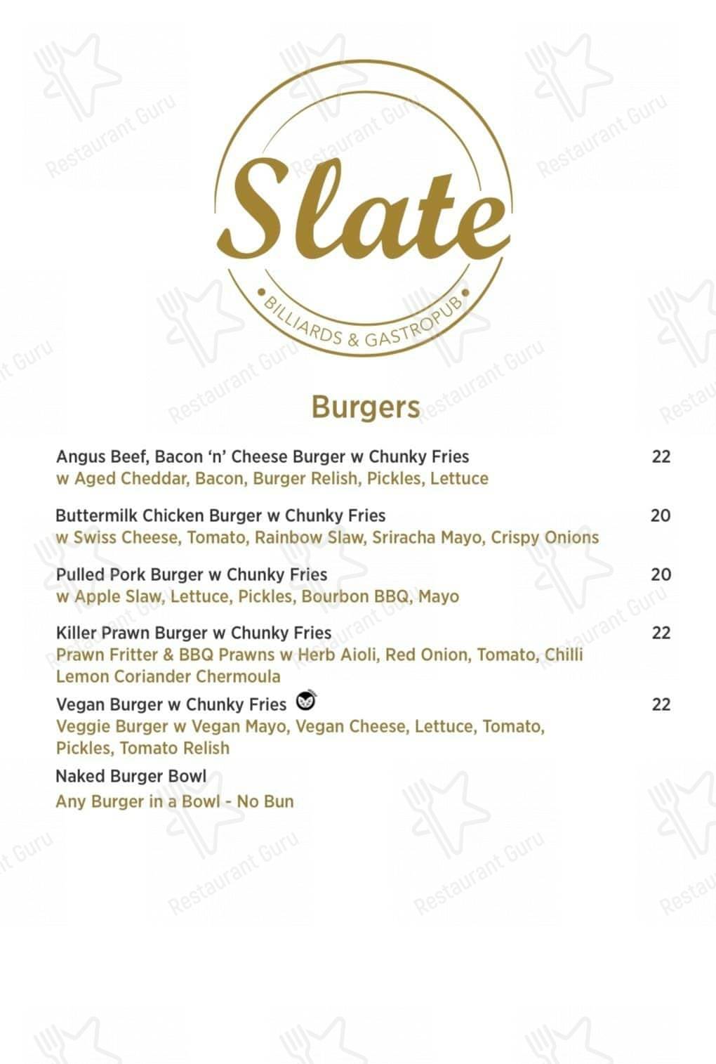 Slate - Billiards & Gastropub меню