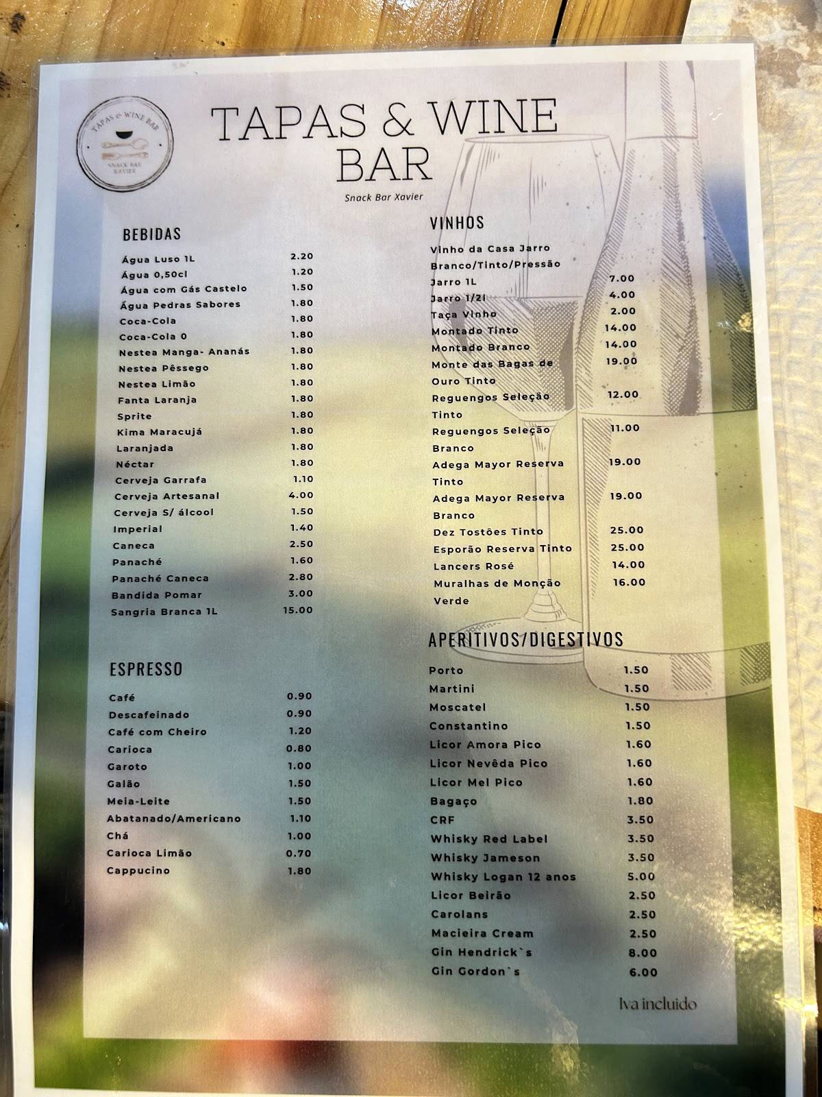 Snack Bar Xavier меню