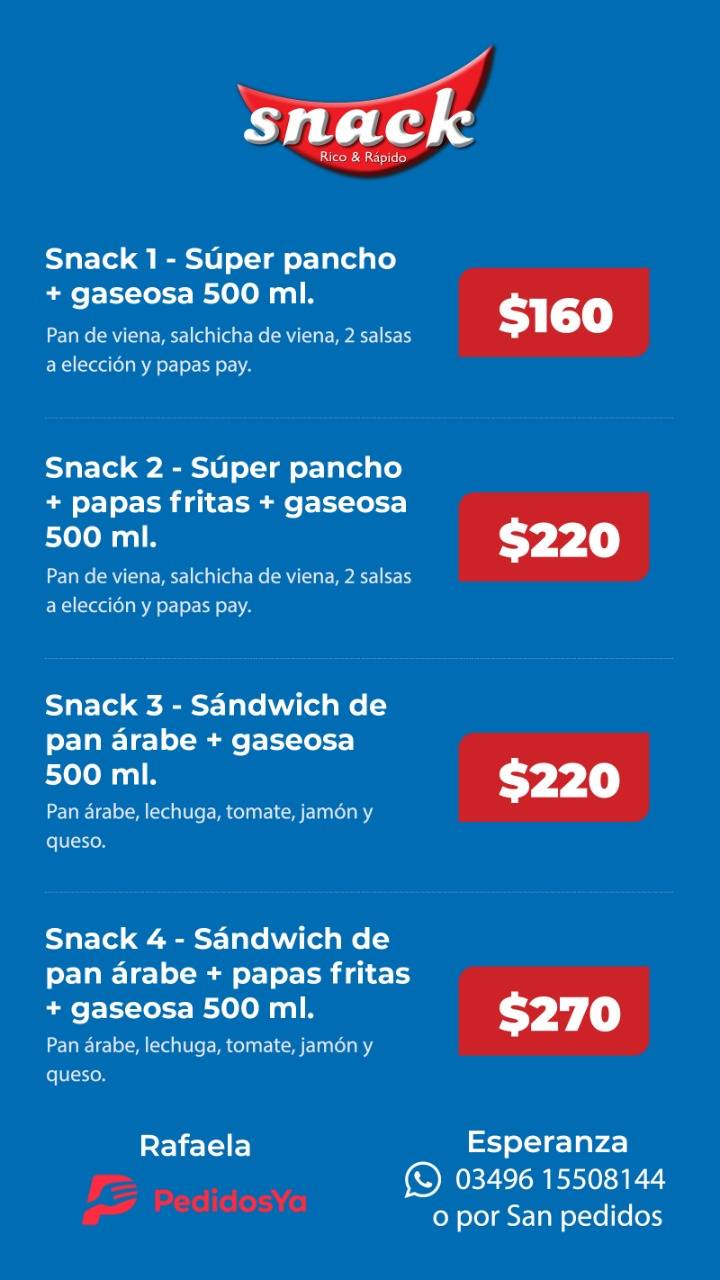 Snack Rico y Rápido меню