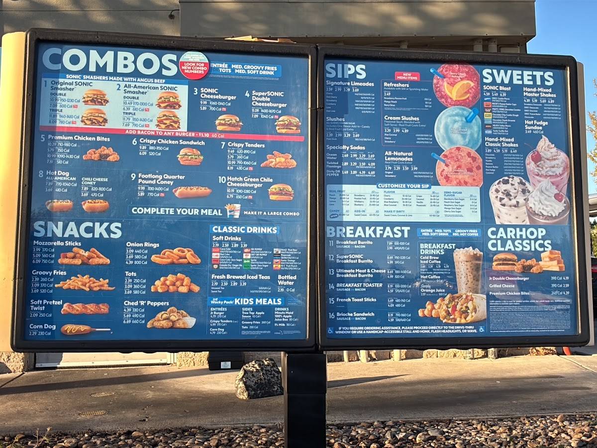 Sonic Drive-In меню