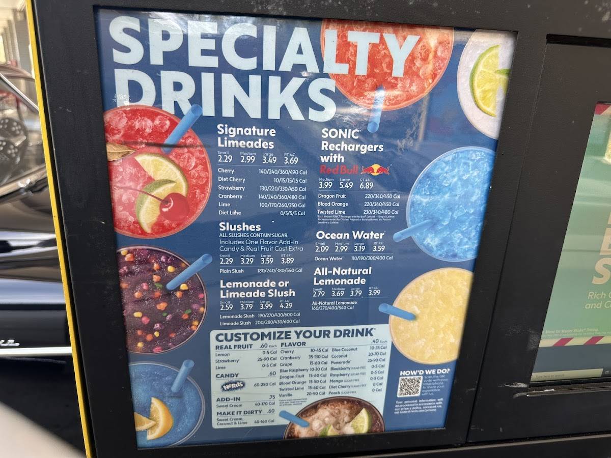 Sonic Drive-In меню