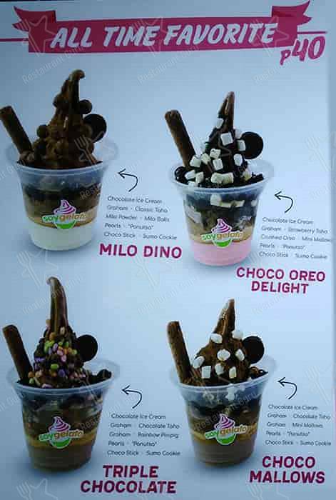 Soy Gelato меню