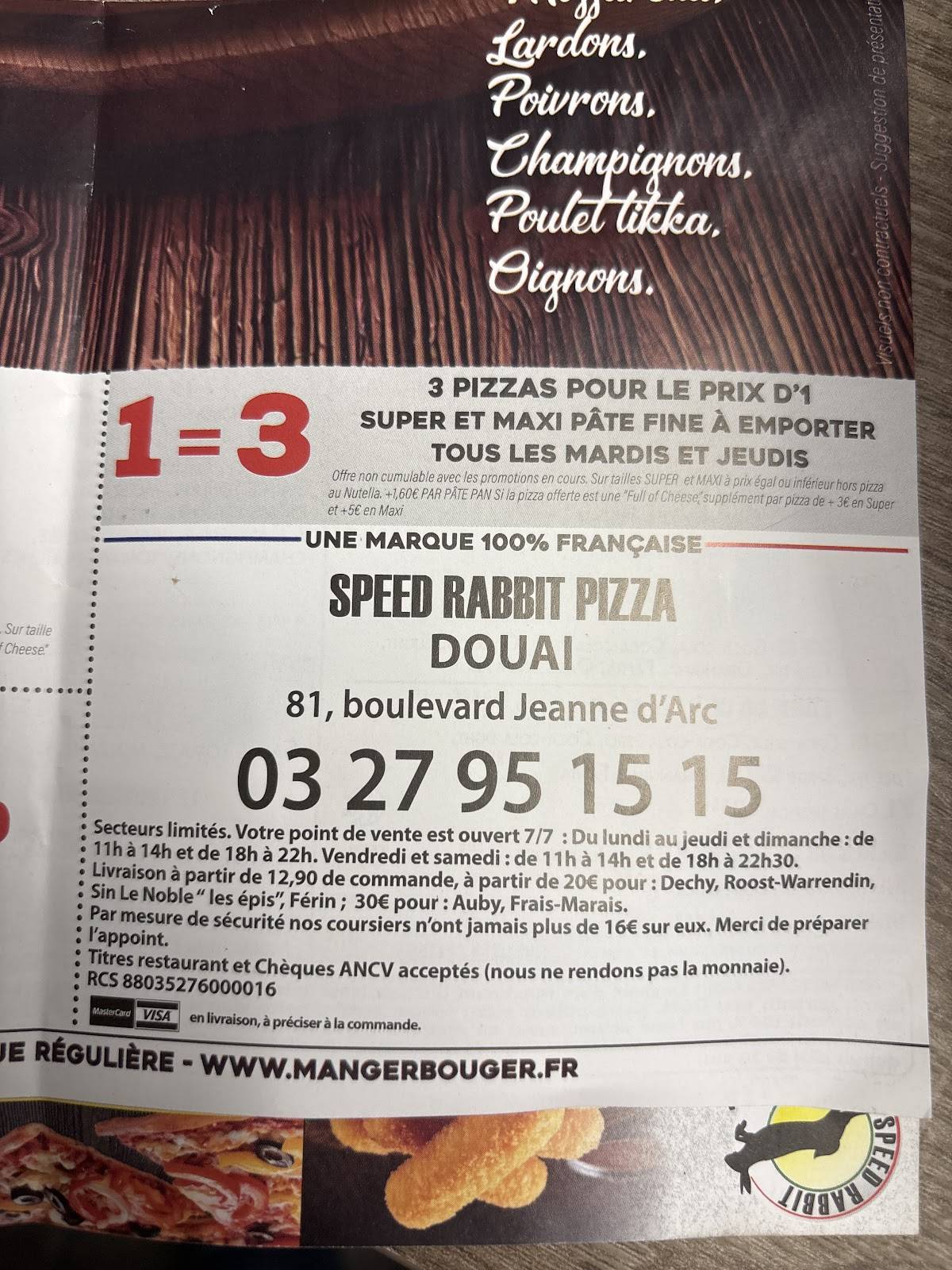 Speed Rabbit Pizza DOUAI меню