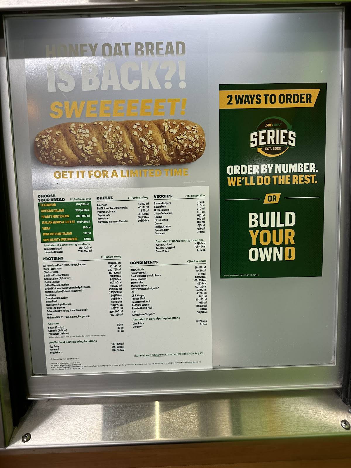 Subway меню