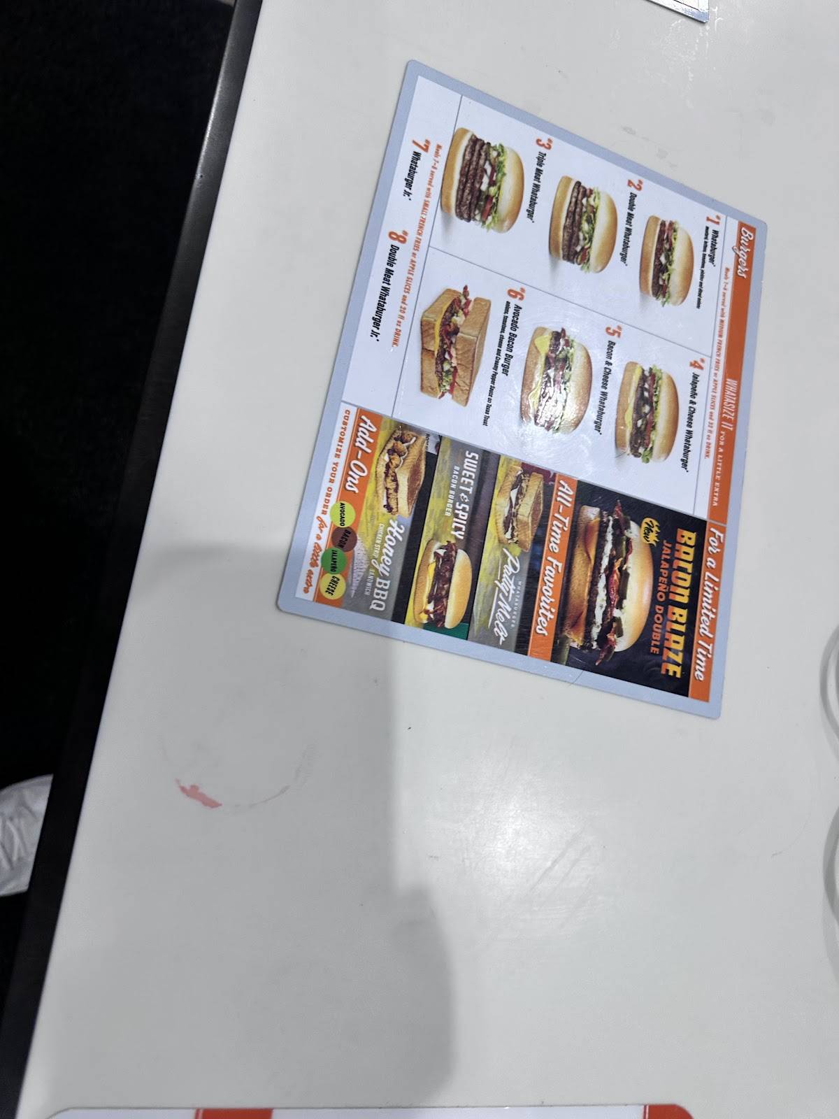Whataburger меню