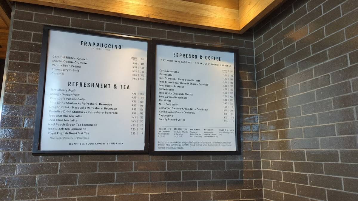 Starbucks меню