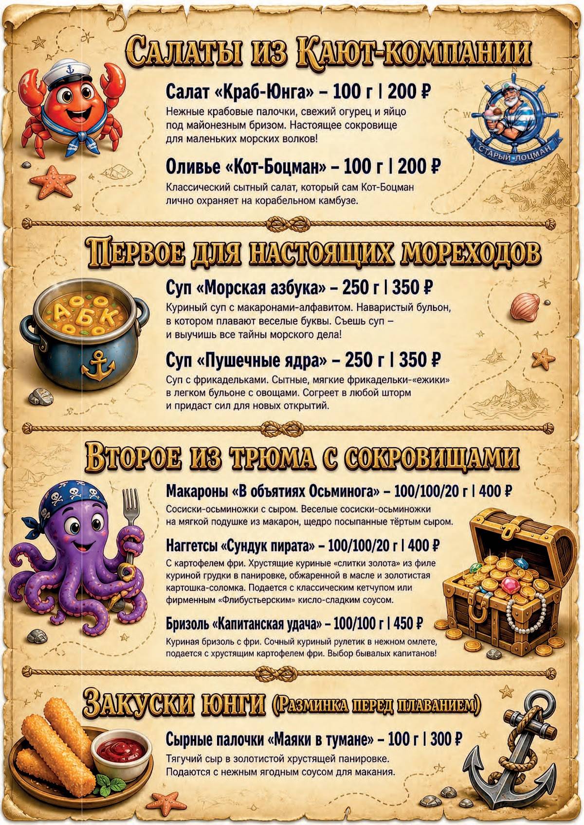Старый Лоцман меню