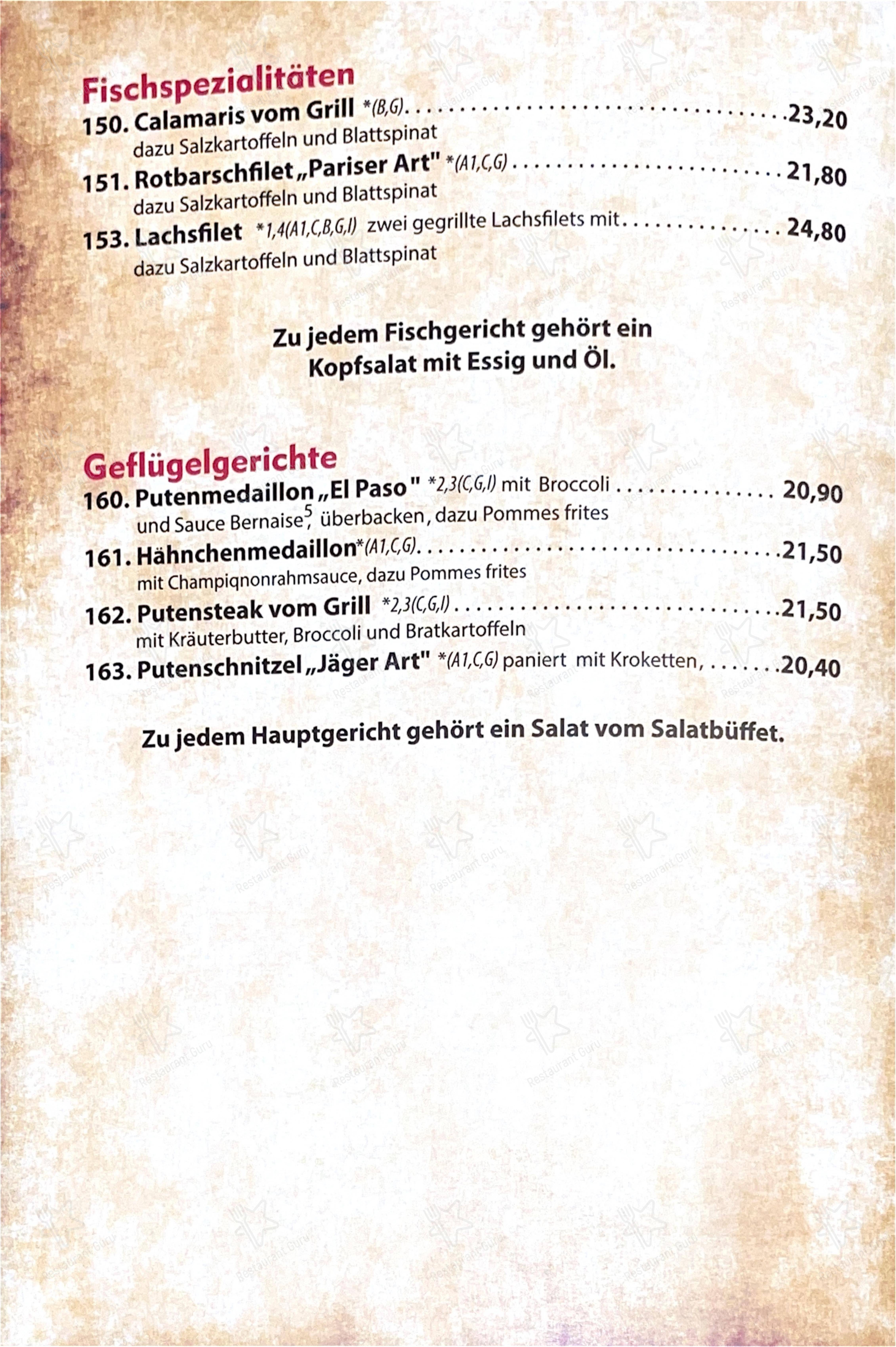 Меню напитков ресторана Steakhaus El Paso в Кастропе-Раукселе