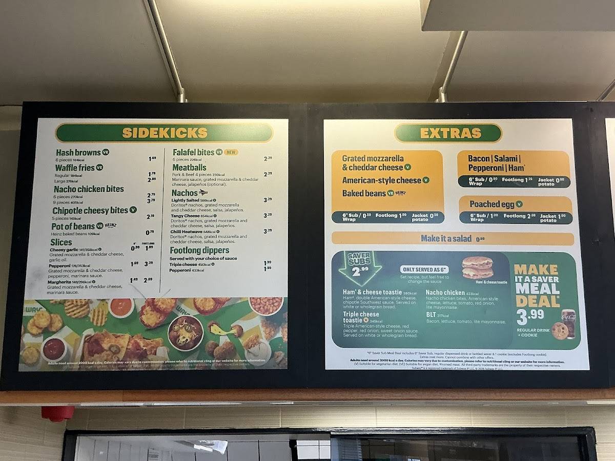 Subway меню