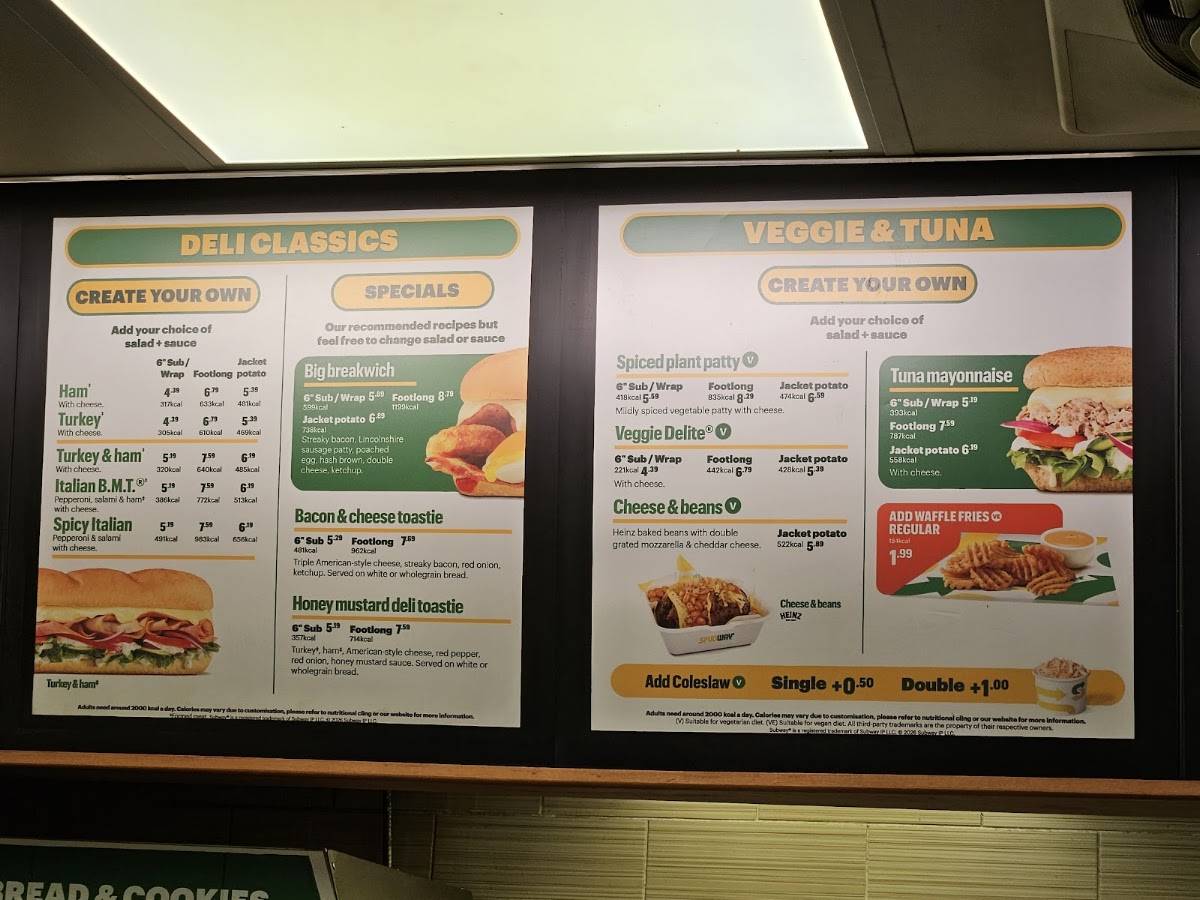 Subway меню