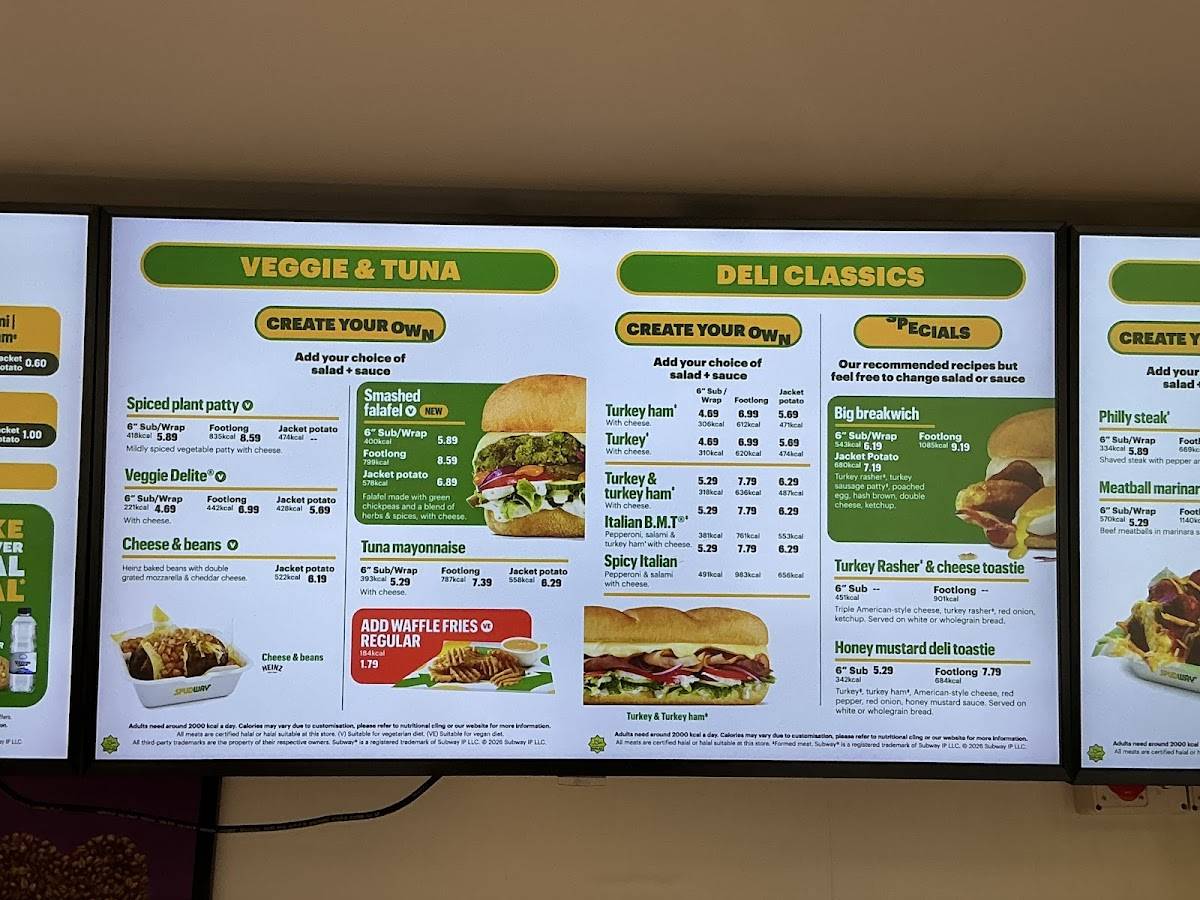 Subway меню