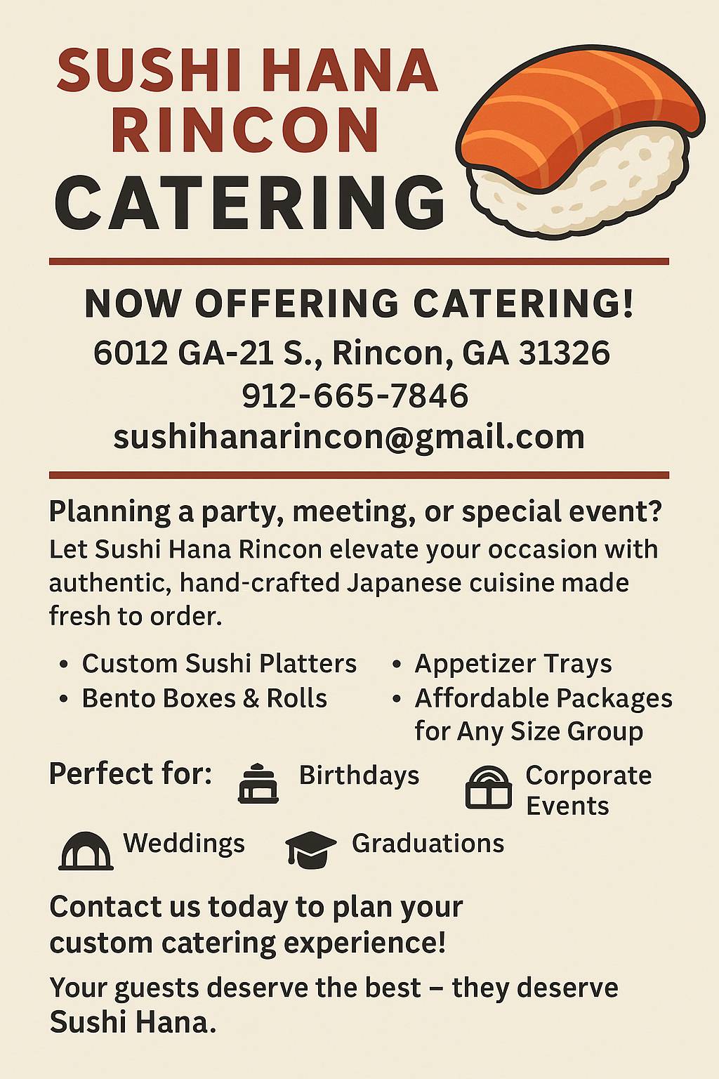Sushi Hana Rincon меню