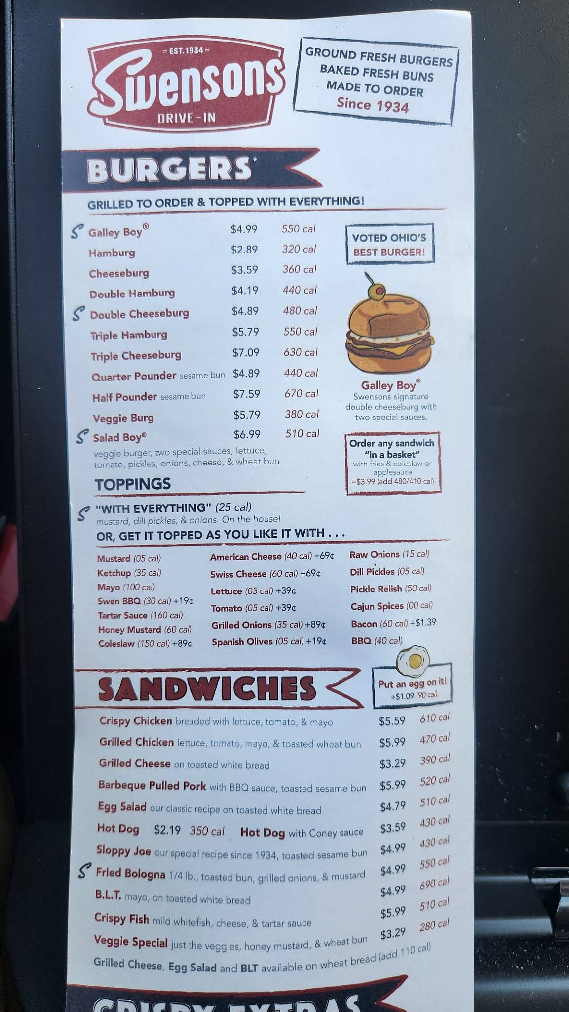 Swensons Drive-In меню