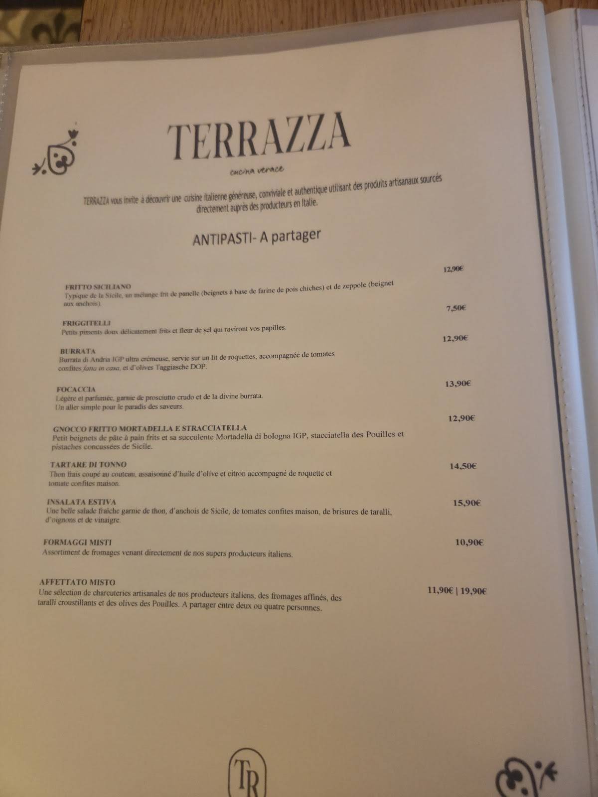 TERRAZZA меню