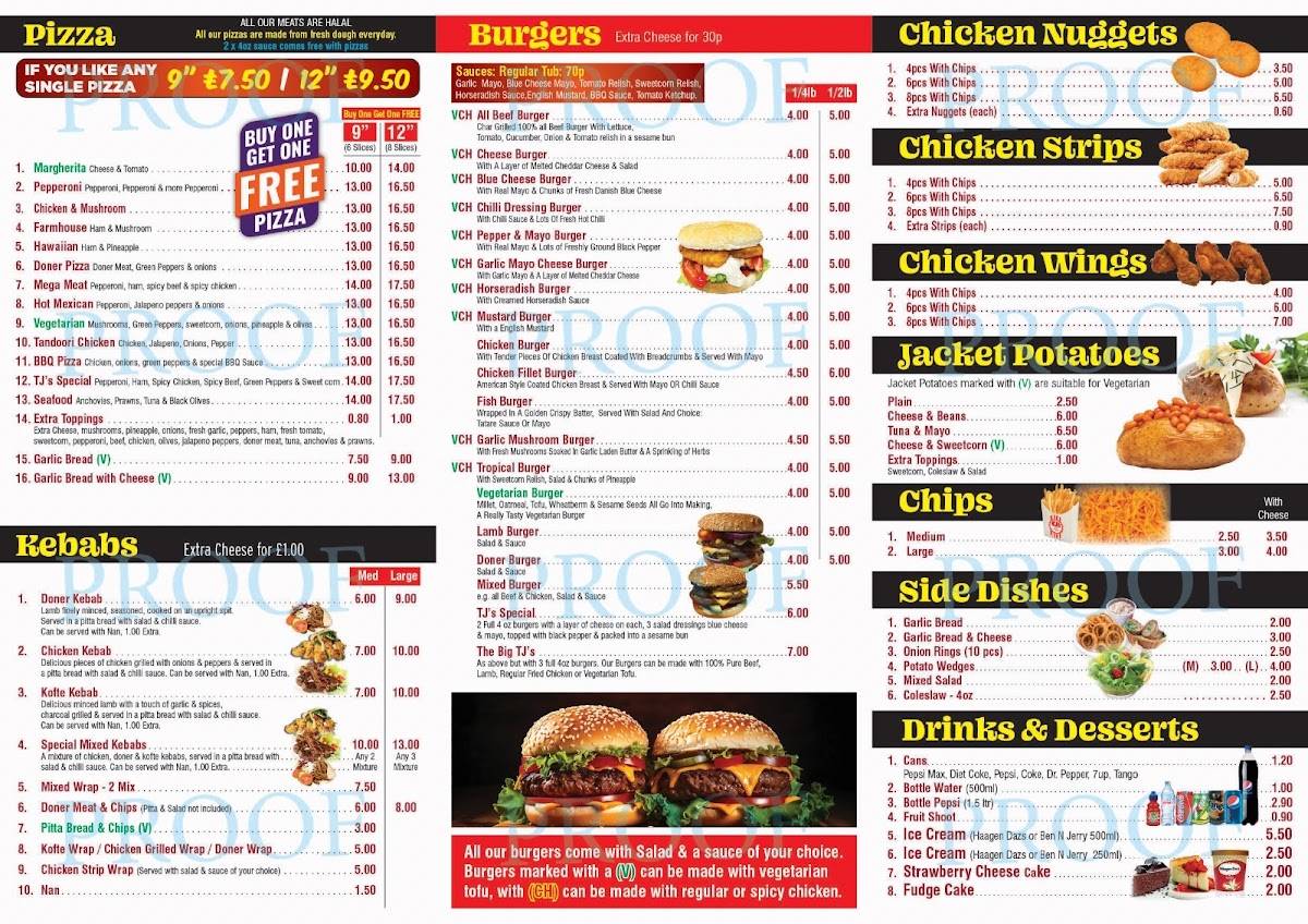 TJs Burgers & Kebabs меню
