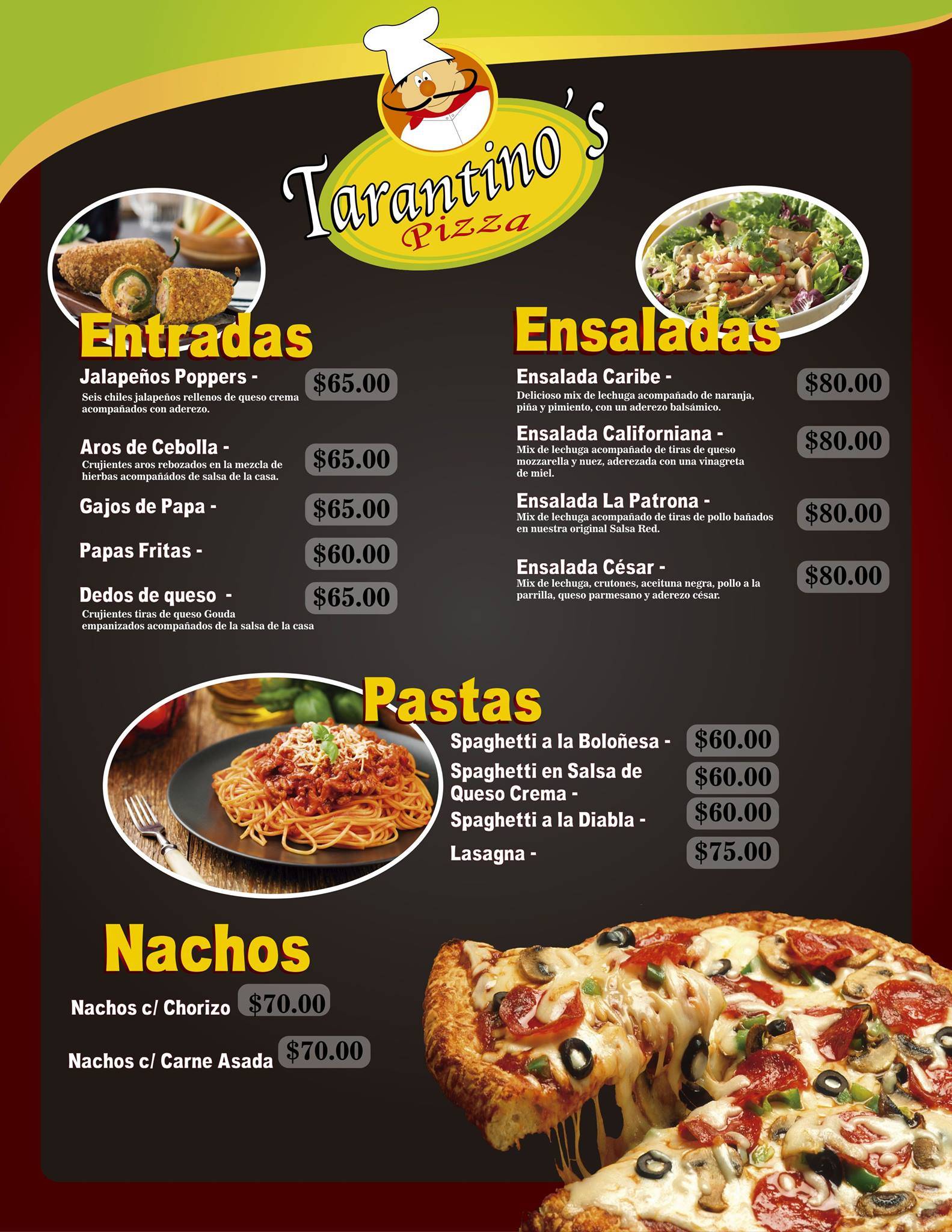 Tarantinos Pizza меню