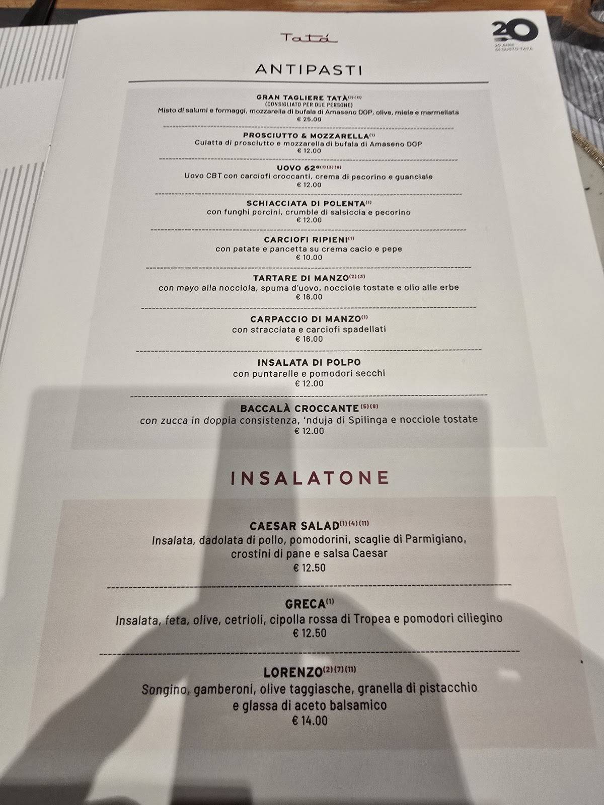Tatà Pizzeria Griglieria - Pizzeria a Roma меню