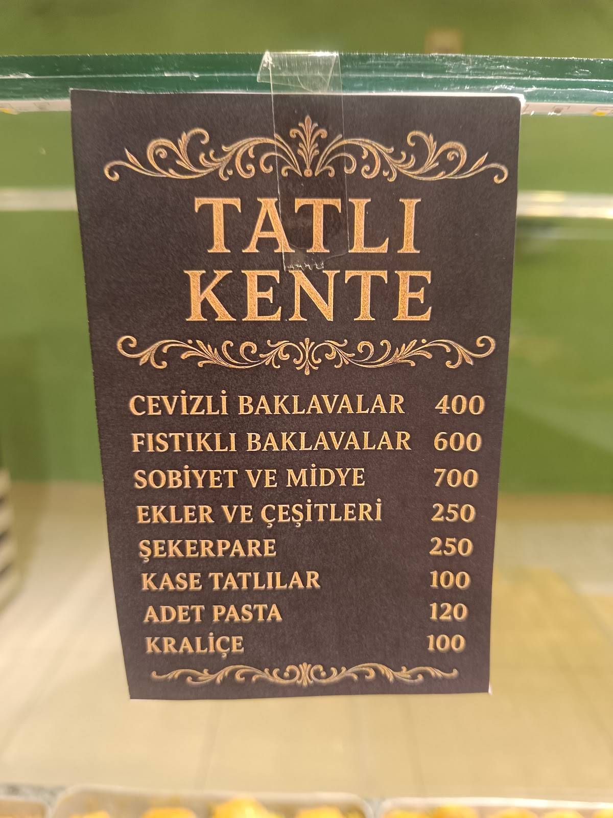 Tatlı kent меню