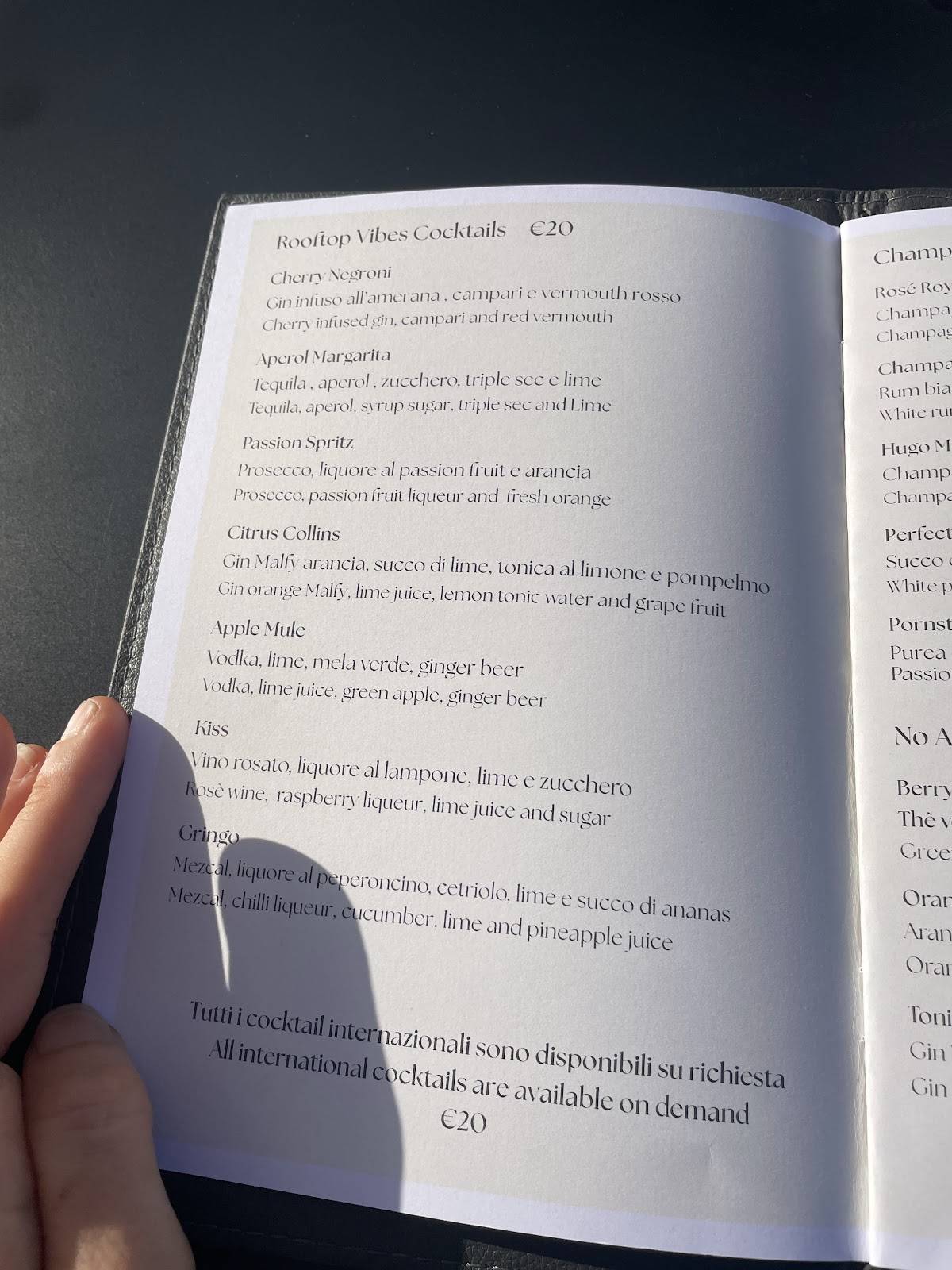 Terrazza Nainer меню