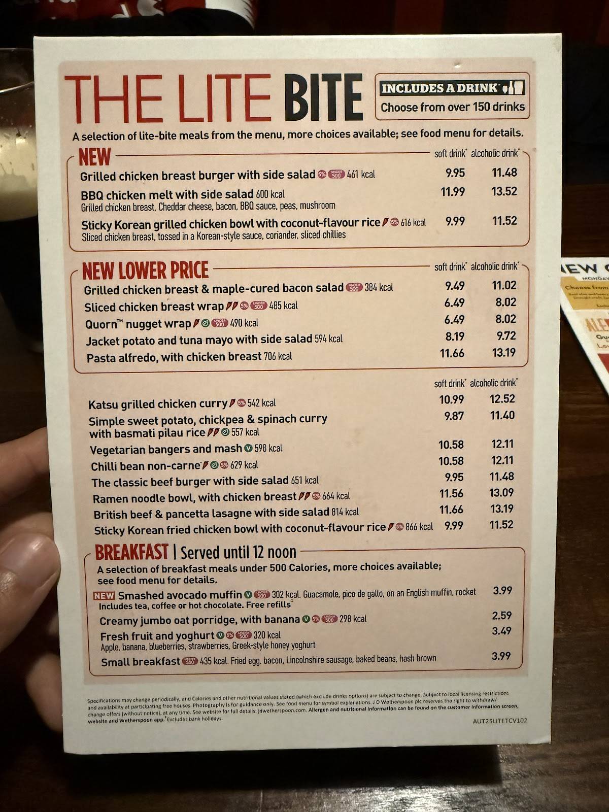 The Fall Well - JD Wetherspoon меню