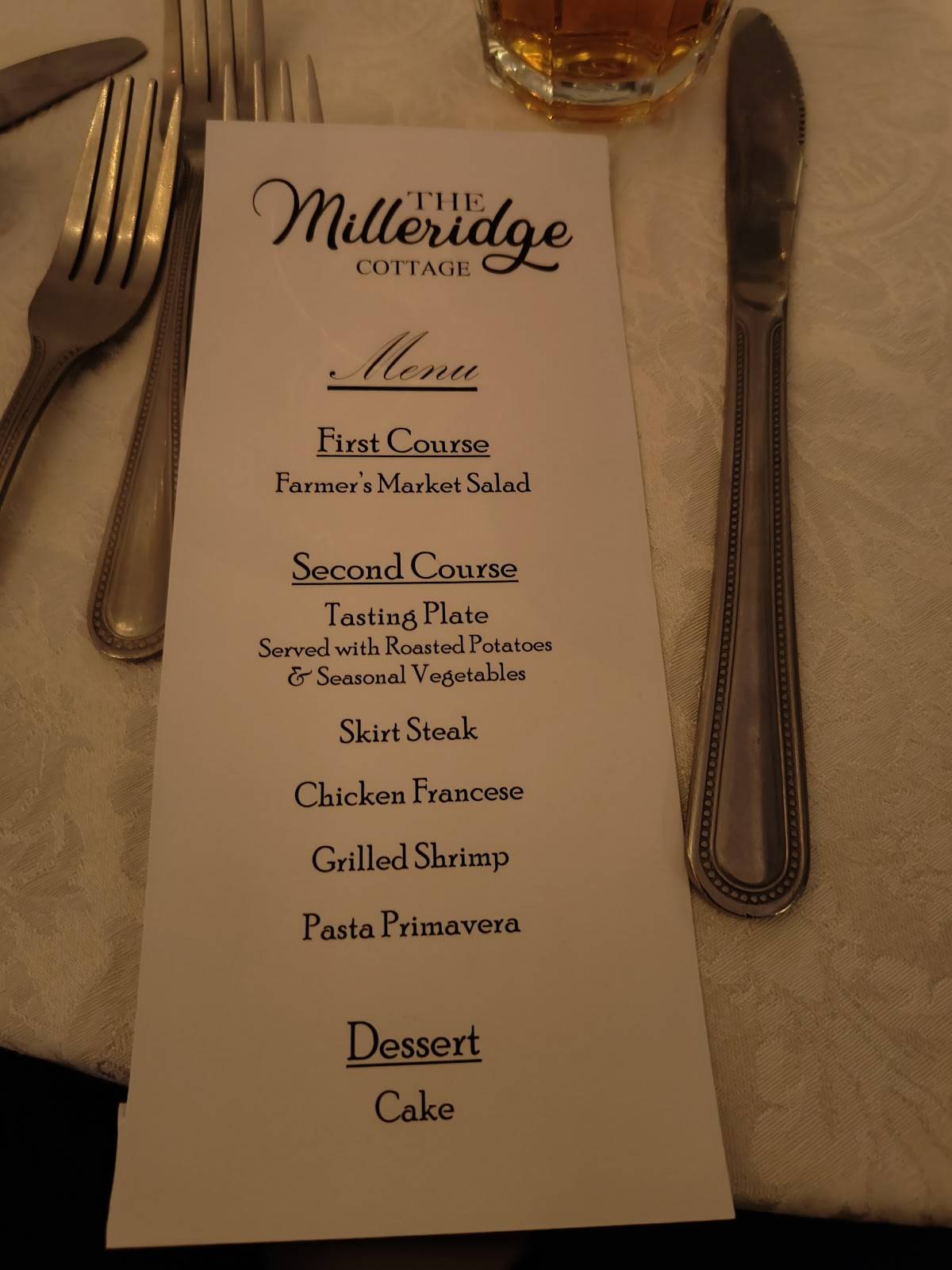 The Milleridge Inn меню