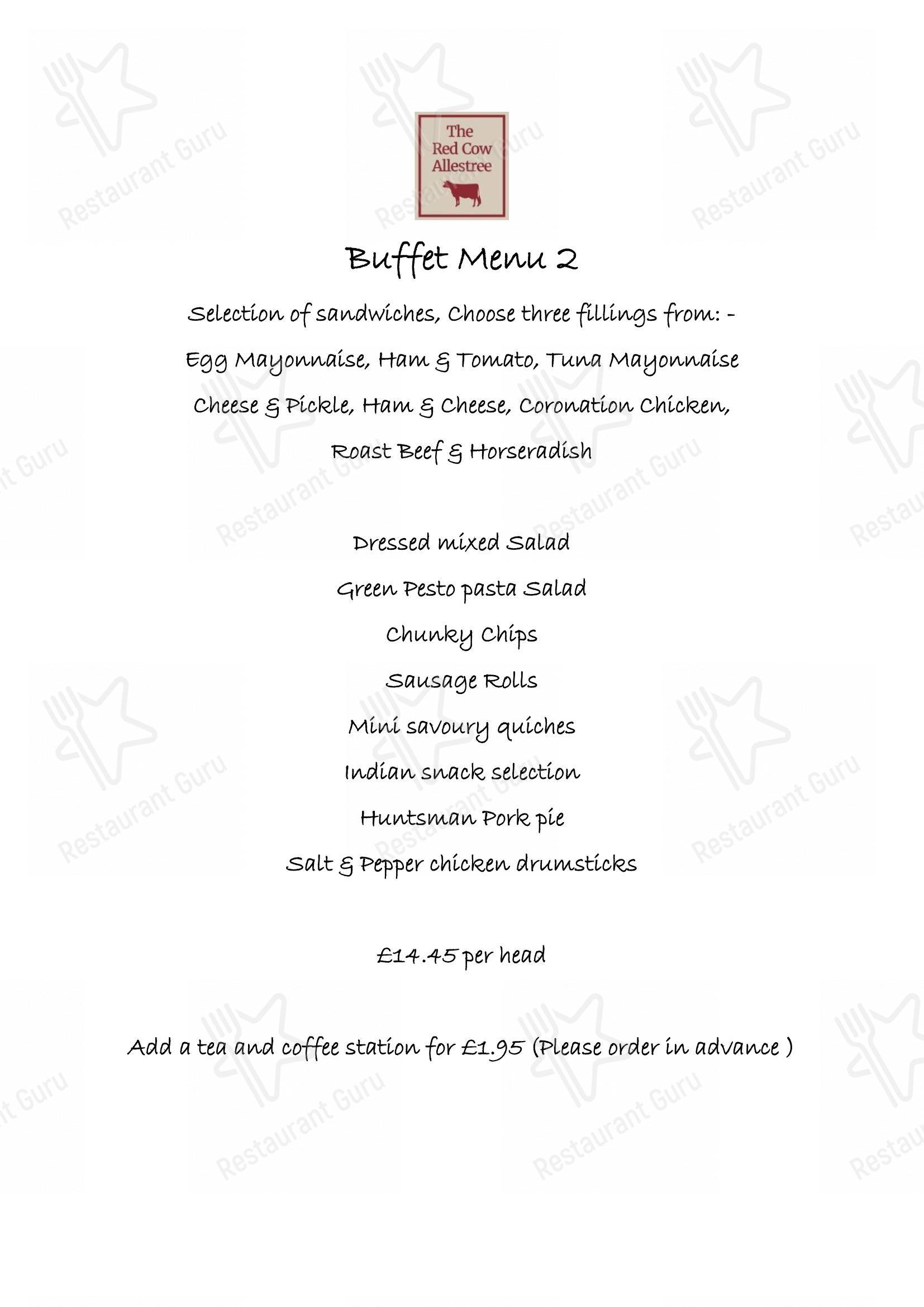 Wine Menu паба и бара The Red Cow