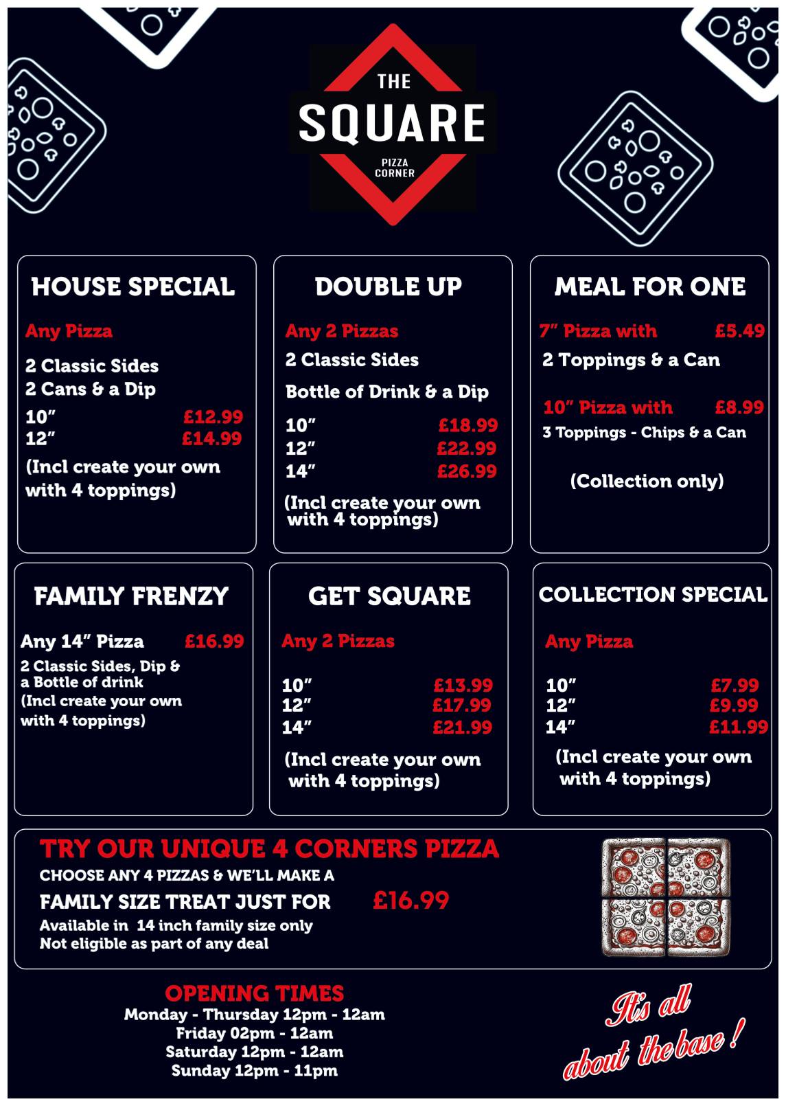The Square Pizza Corner меню