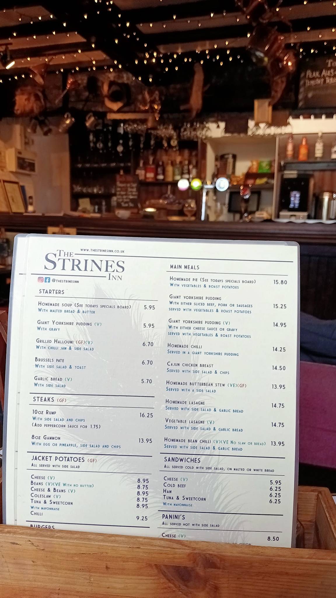 The Strines Inn меню
