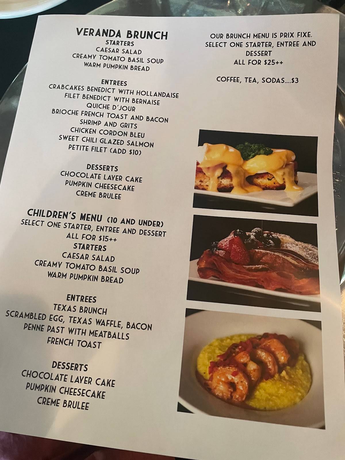 The Veranda Steak and Seafood меню