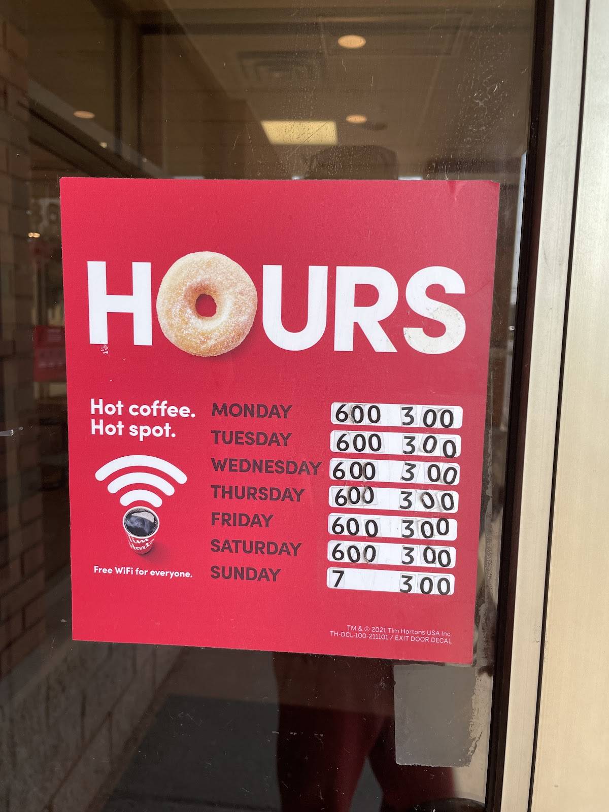 Tim Hortons меню