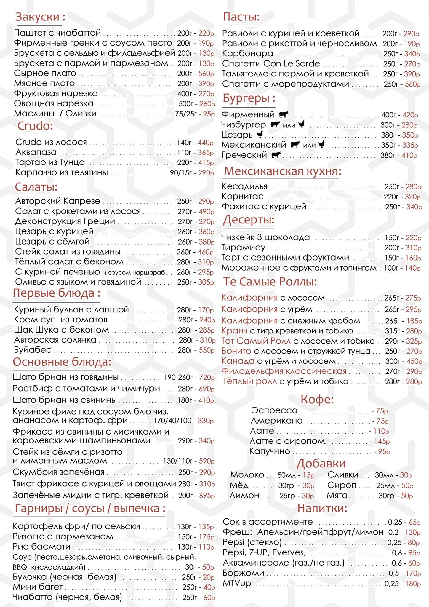 То Самое Место меню