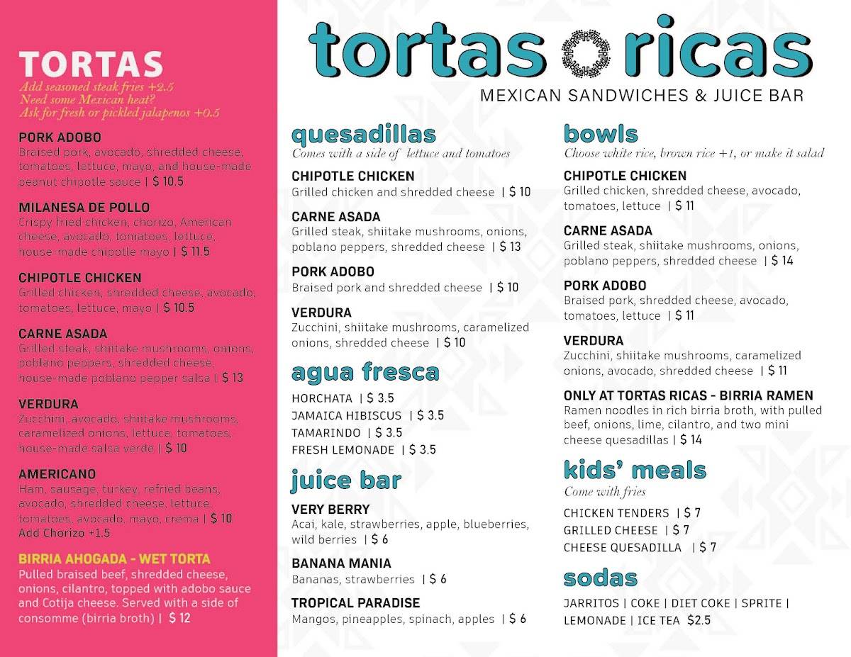 Tortas Ricas меню