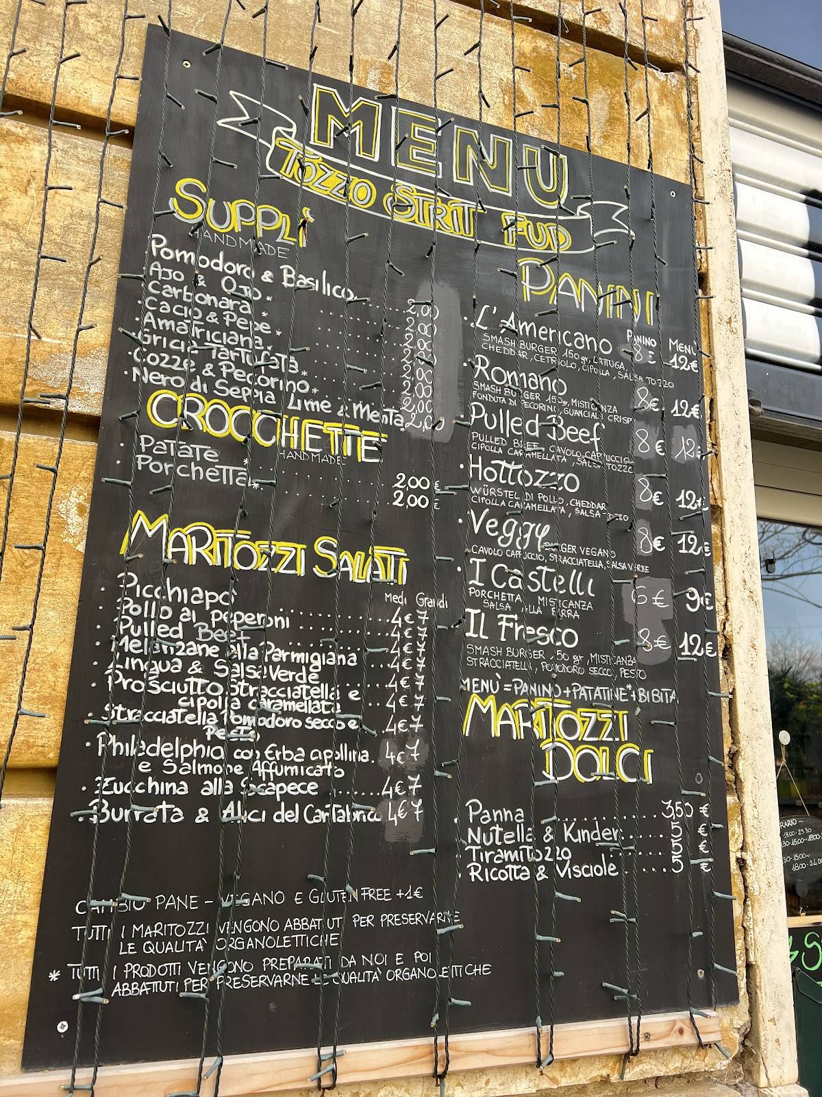 Tozzo Strit Fud меню
